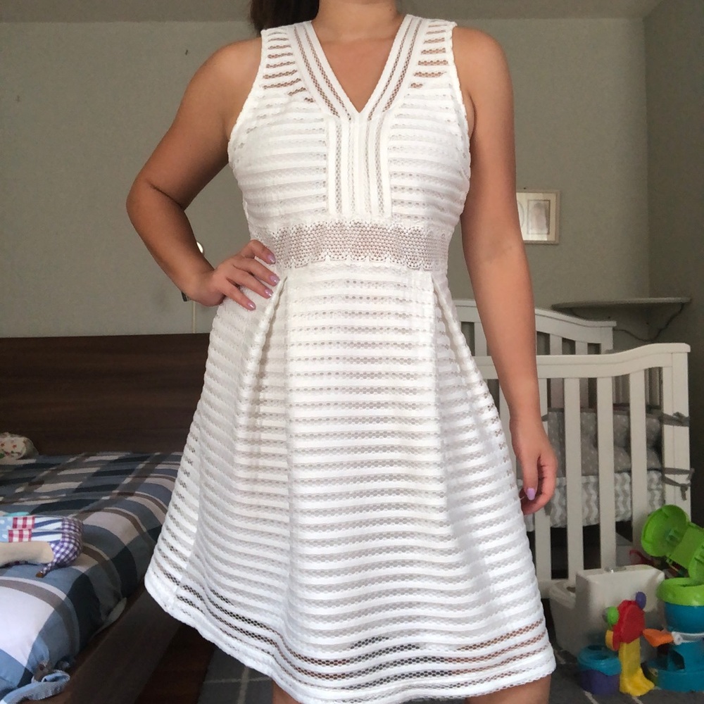 NWT Francesca’s white A-line mesh dress XL